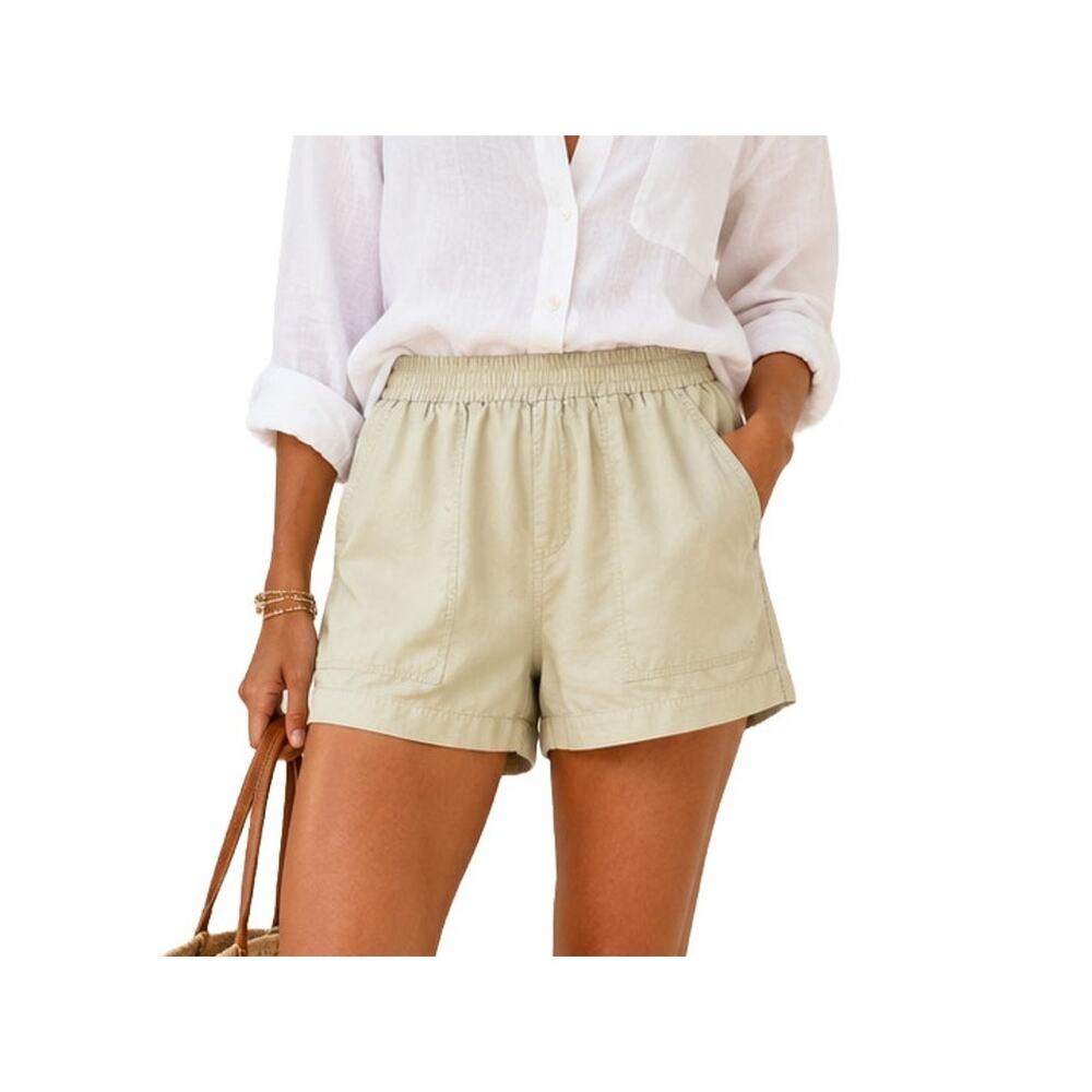 BCBGMAXAZRIA Noah Lyocell Khaki Relaxed Utility Shorts Neutral Small